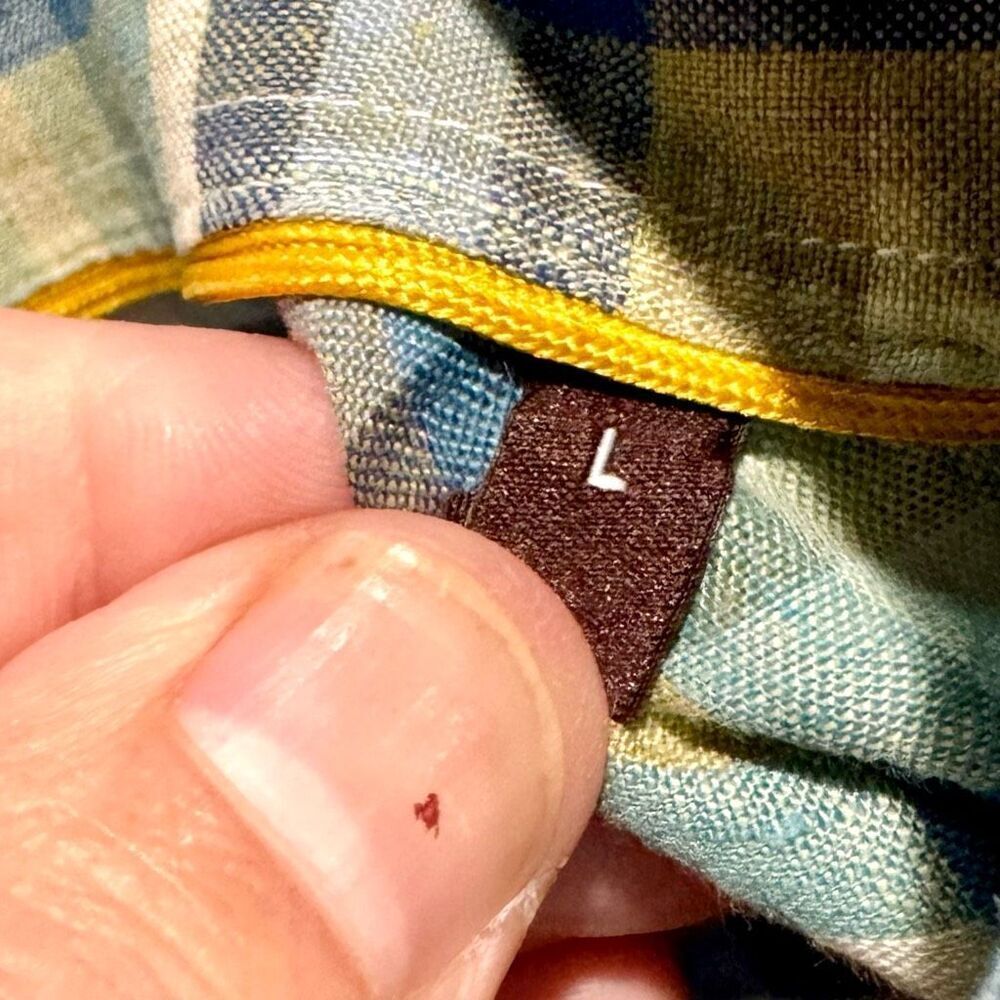 Robert Talbott Carmel Plaid Linen Shirt. Large. View 6